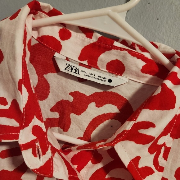 ZARA Poplin blouse with red bohemian print - Picture 2 of 4